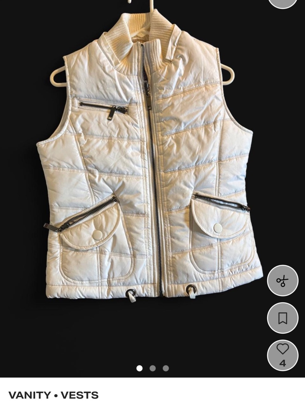 Vanity Cream Quilted Zip-Front Vest